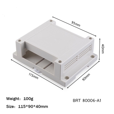 Elektronik Güç Dağıtım Kutusu için Din Raylı Plastik Muhafazalar ABS Bağlantı Kutusu 115 * 90 * 40mm